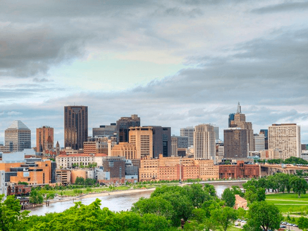 Downtown St. Paul, MN and Mississippi river