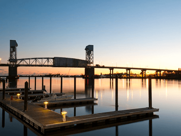 Wilmington waterfront in North Carolina, USA.